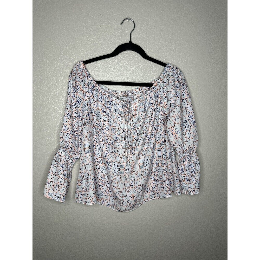 Cupcakes and Cashmere Blouse Womens Small Boho Peasant Top Print